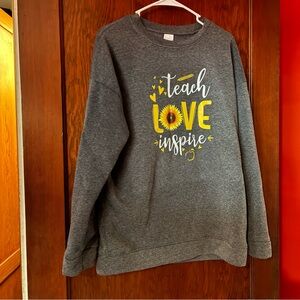 NWOT Teach Love Inspire Sunflower Teacher Sweater Womens Small